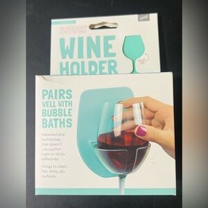 NIB Sipski Bathtub Shower Wine Glass Holder in Blue Relax Convenience Lounge